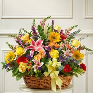 Bright Blessings Sympathy Arrangement in Basket