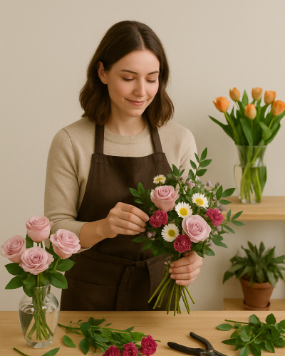 <p>Whether drawn to vibrant reds and oranges, soft blushes and baby blues, or the rich hues of fall, each bouquet is hand-designed using premium blooms and arranged in a classic glass vase for a clean, elegant finish.</p>