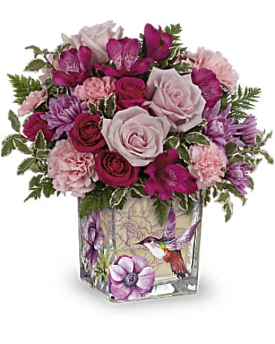 <p>This bouquet features hot pink spray roses for vibrance, paired with rich pink alstroemeria and soft pink carnations that lend warmth and softness. Lavender cushion chrysanthemums provide a calm balance, while miniature pink blooms add fine detail and texture.</p>
