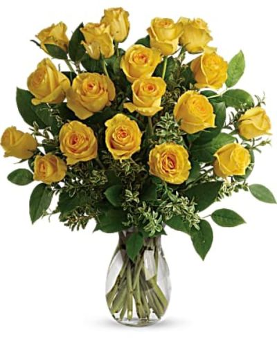<p>This vibrant arrangement of yellow roses offers a cheerful and meaningful way to surprise a special person with your love and devotion. The bouquet features fresh yellow roses available in one dozen, eighteen, or two dozen blooms.</p>
