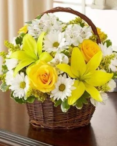 <p>The Peace, Love & Hope Basket in yellow and white is a graceful expression of sympathy, designed to bring peace, remembrance, and heartfelt support to those who need it most.</p>