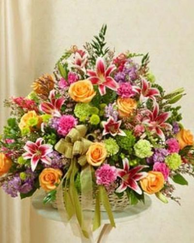<p>The Gentle Sympathy Basket is a beautiful expression of love and compassion, offering comfort through the quiet elegance of pastel blooms. This graceful tribute is arranged in a natural willow basket with a handle and features an assortment of pastel-toned flowers.</p>